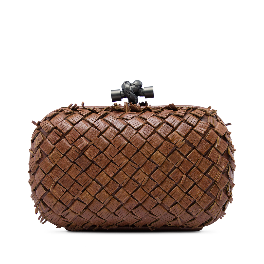 Pre-Loved Bottega Veneta Nappa Intrecciato Fringe Knot Clutch